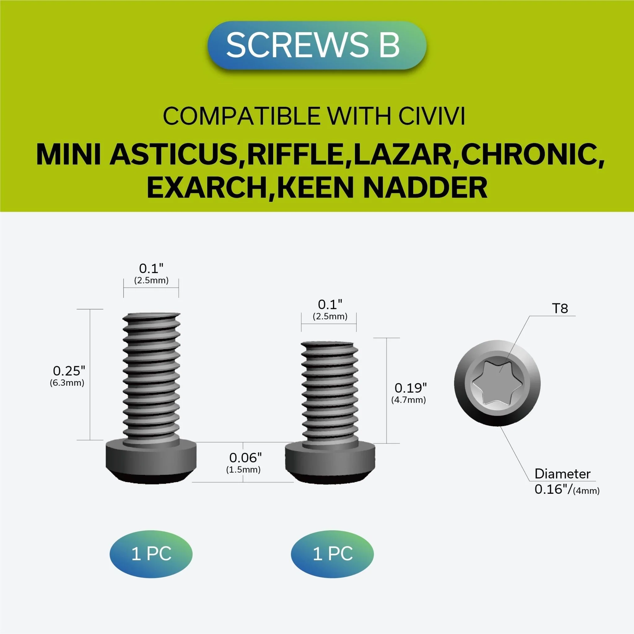 Titanium Pocket Clip with 6PCS Titanium screws T001C - Image 4