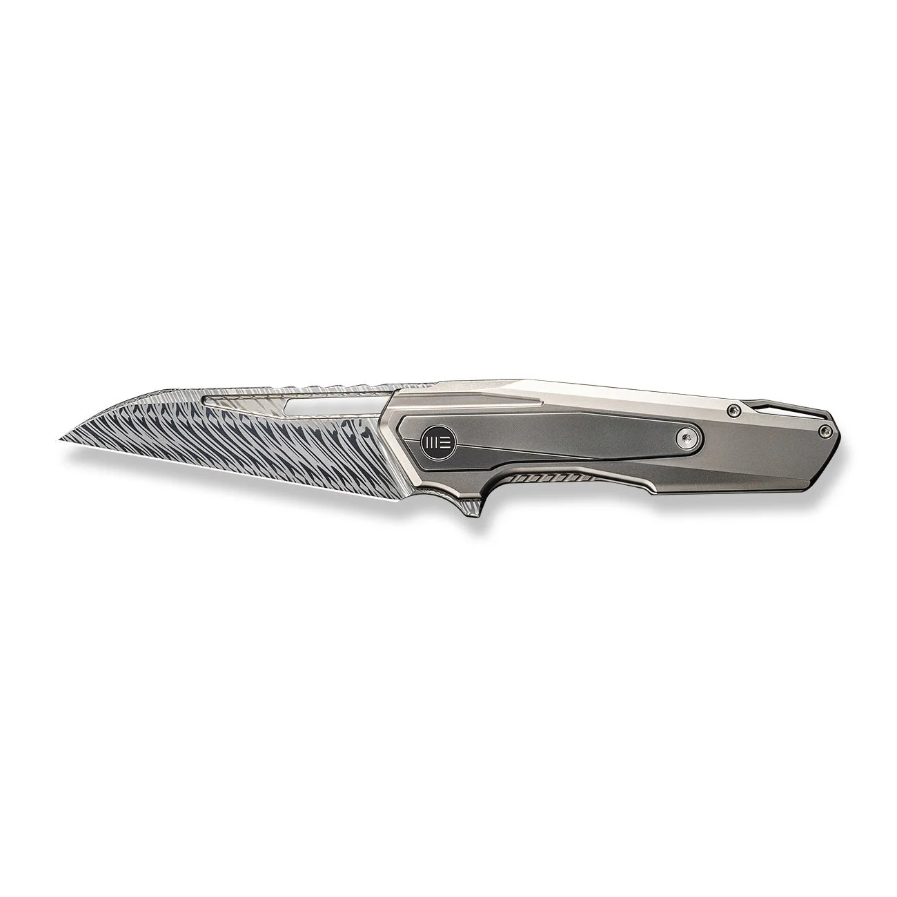 WEKNIFE Falcaria Flipper & Thumb Hole Knife Titanium Handle (3.64" Damasteel Blade) WE23012B-DS1 - Image 4
