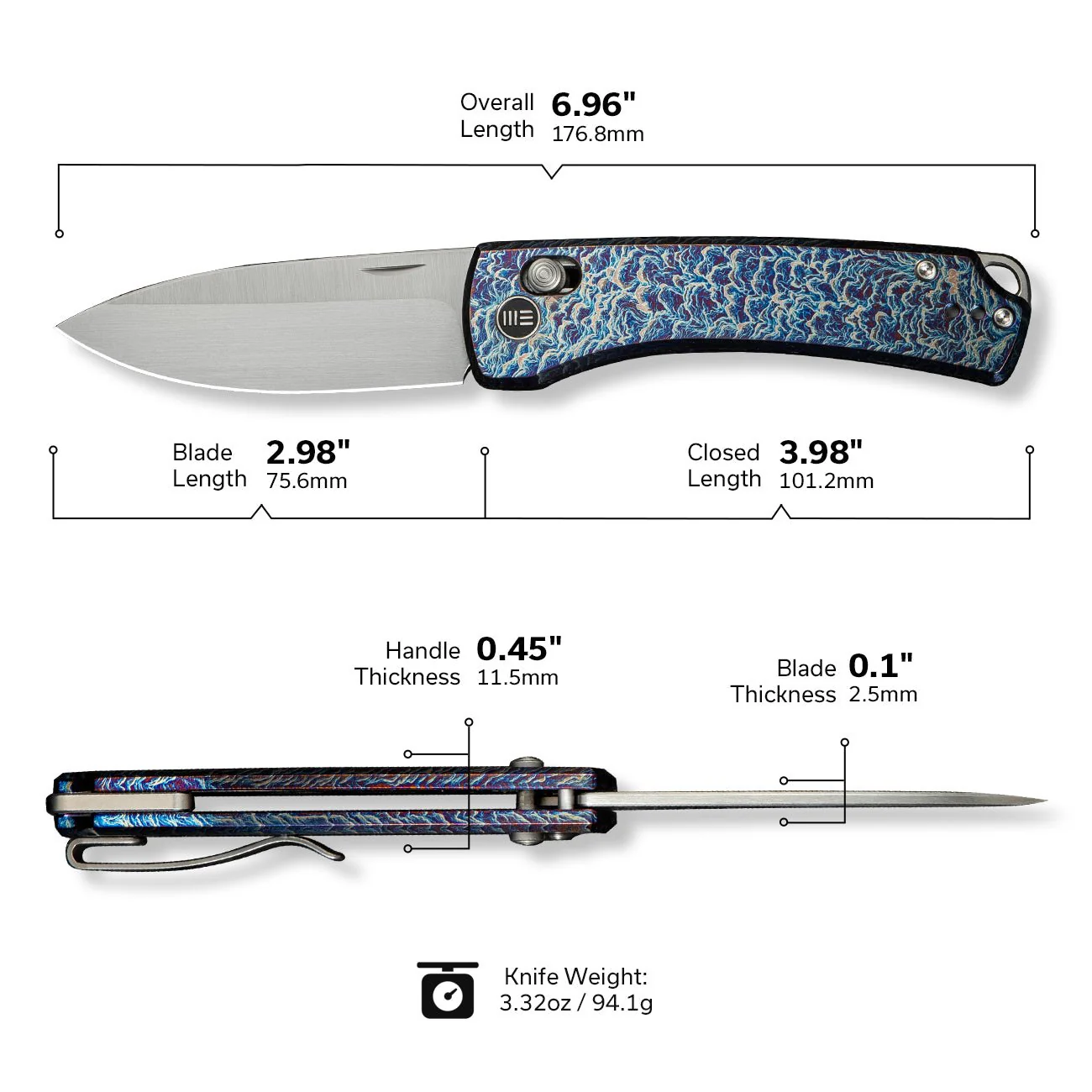 WEKNIFE Nightblade Crossbar Lock Knife Titanium Handle (2.98" CPM 20CV Blade) WE22046-4 - Image 3