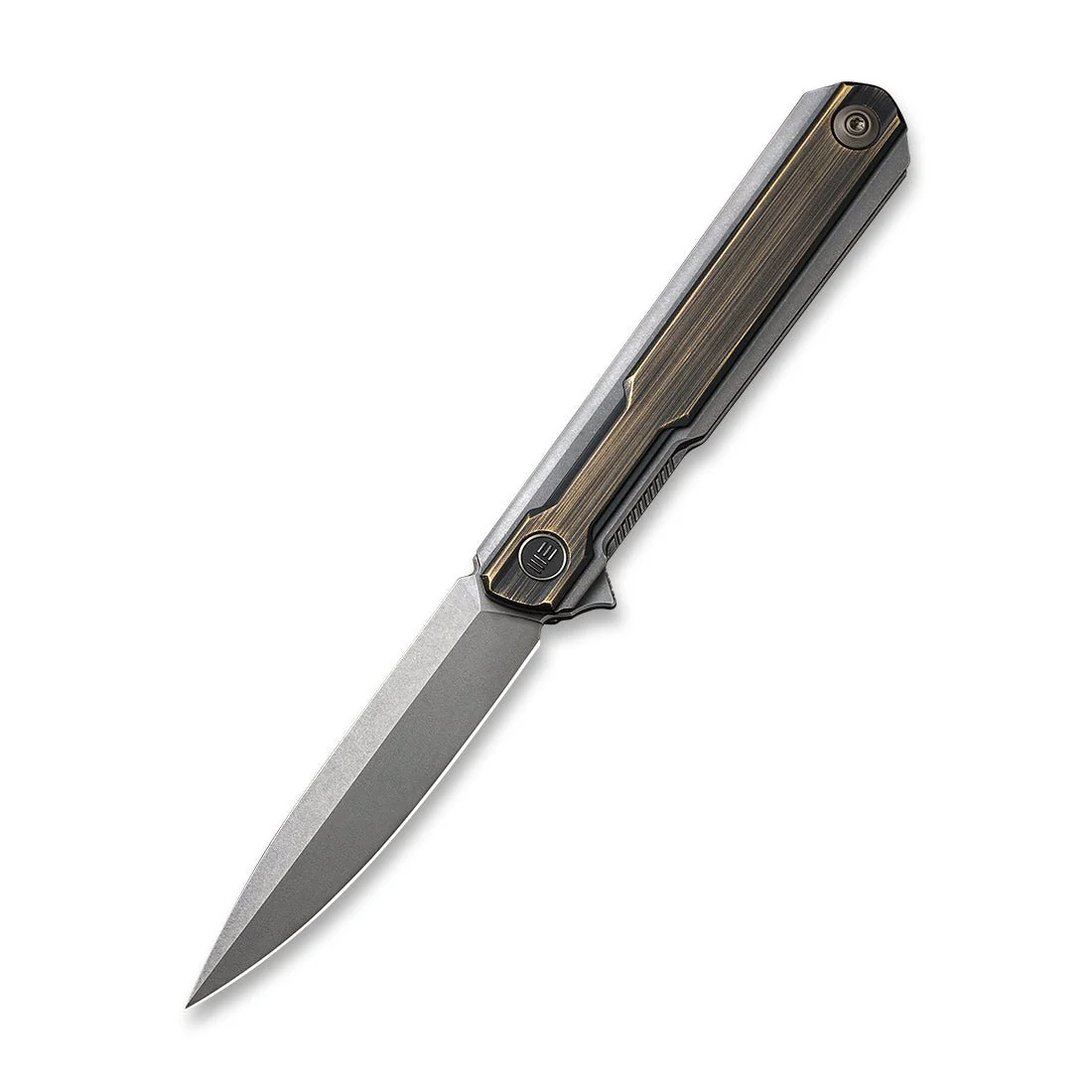 WEKNIFE Peer Flipper Knife Titanium & Brass Handle (3.46" CPM 20CV Blade) 2015E - Image 3