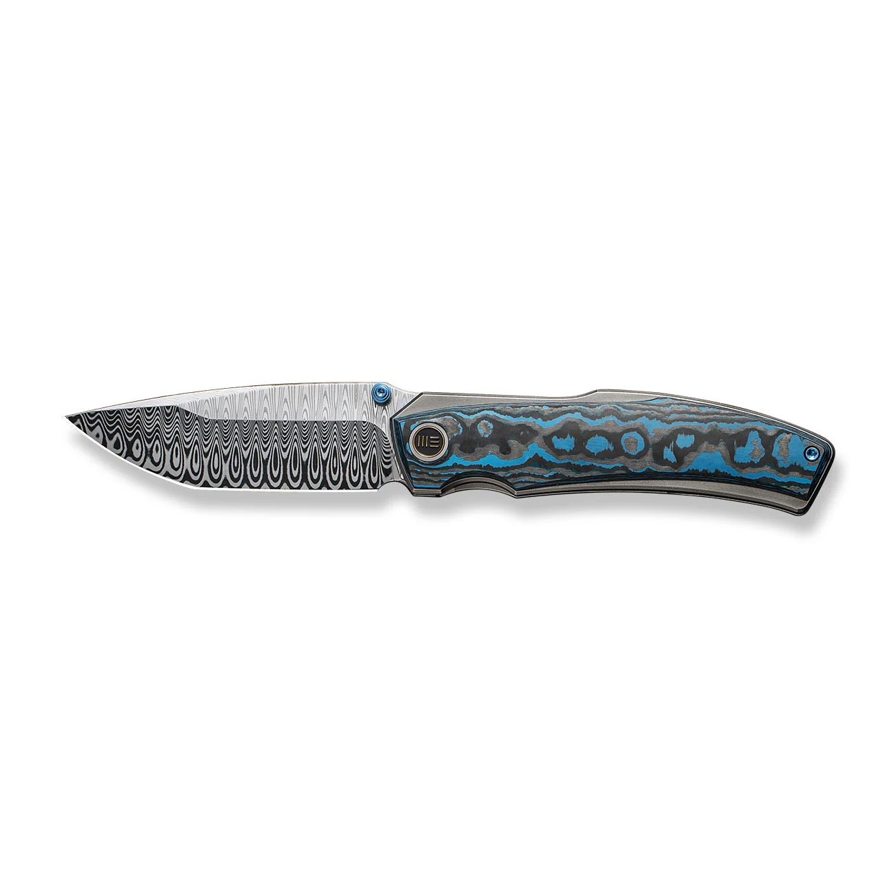 WEKNIFE Swordfin Front Flipper & Thumb Stud Knife FatCarbon Fiber Handle (3.28" Damasteel Blade) WE23067-DS1 - Image 4