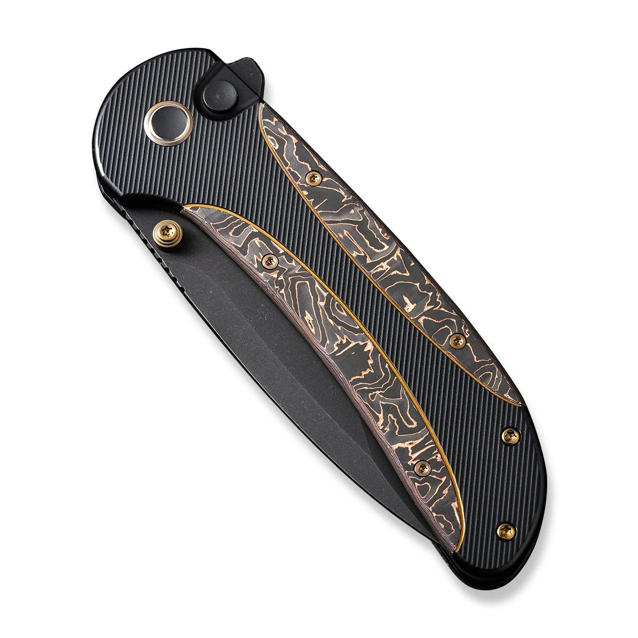 WEKNIFE Zizzit Flipper & Thumb Stud & Button Lock Knife Titanium & Carbon Fiber Handle (3.8" CPM 20CV Blade) WE23031-1 - Image 6