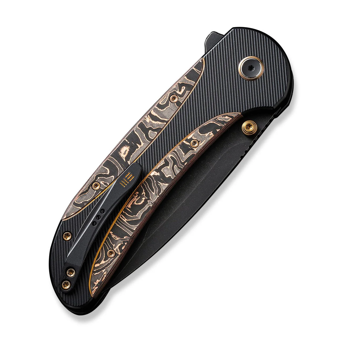 WEKNIFE Zizzit Flipper & Thumb Stud & Button Lock Knife Titanium & Carbon Fiber Handle (3.8" CPM 20CV Blade) WE23031-1 - Image 7
